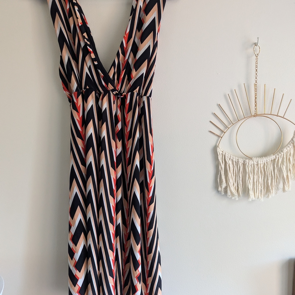 Elegant Flowy Chevron Designer Summer Dress